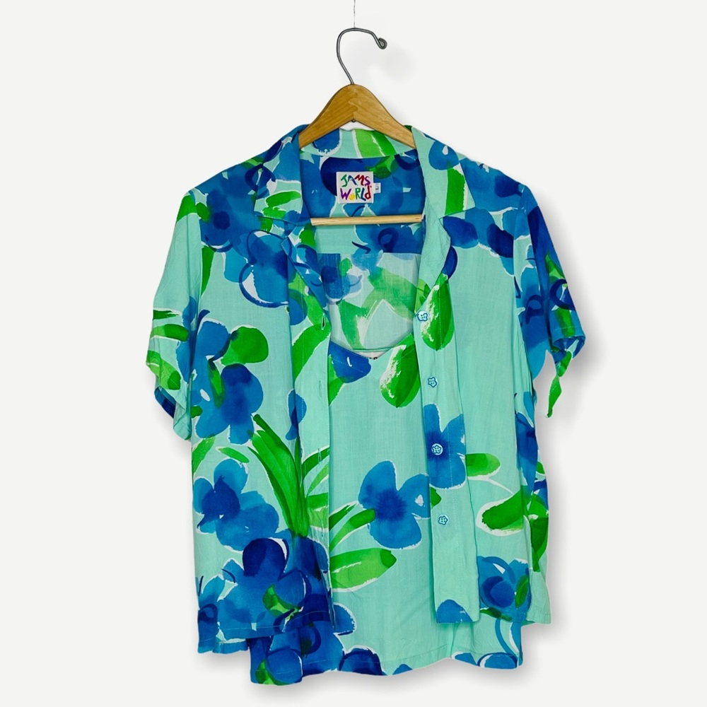 Jams World Violet Bouquet Button Up Top & Tank